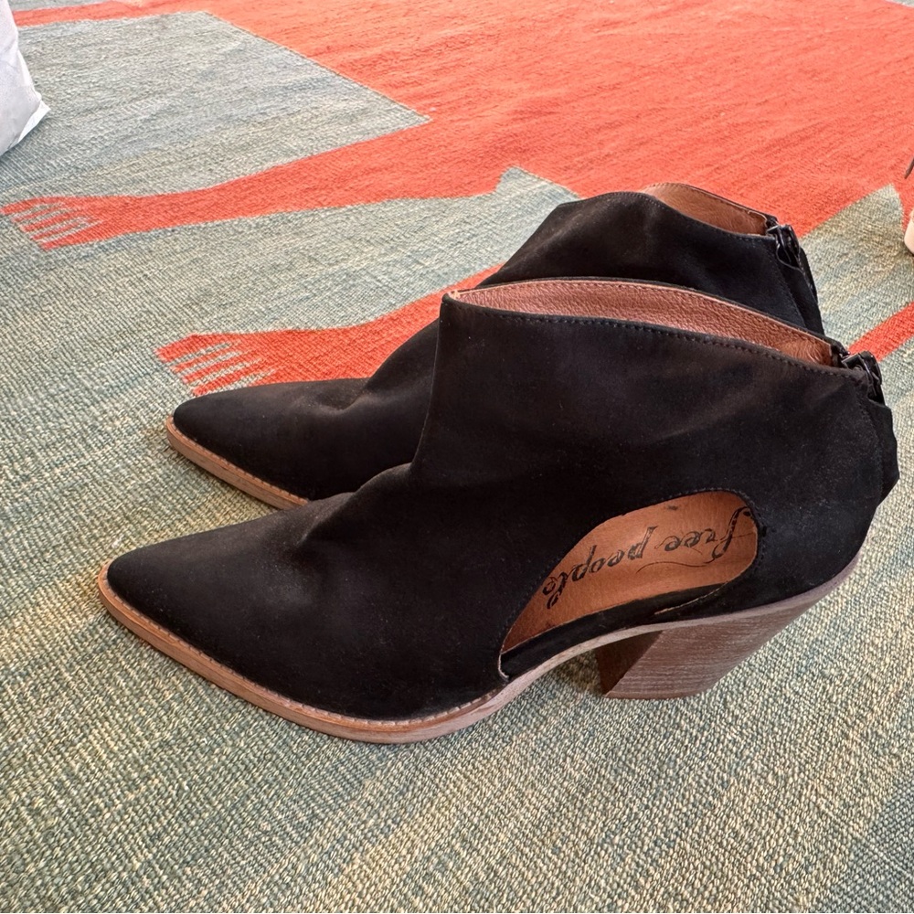 Free People Black Suede Ankle Booties